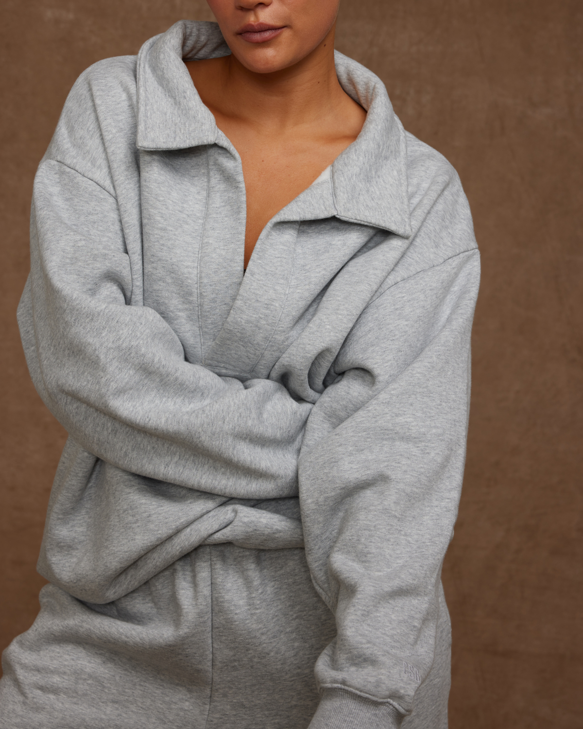 Oversized Collar Sweatshirt | Grey Marl