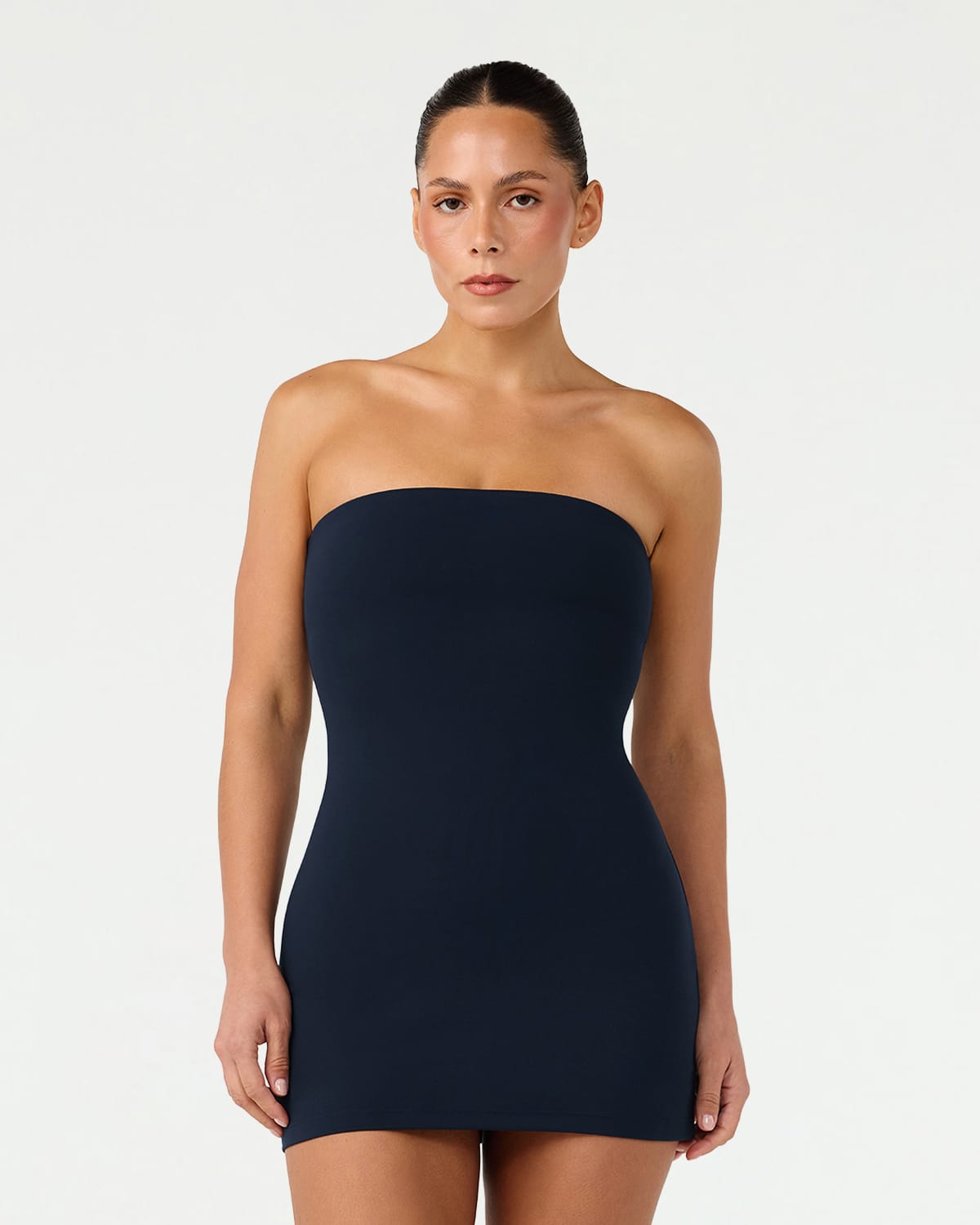 navy blue strapless mini dress Marielle | A-Line The pearl lining at the top adds a touch of luxurious sparkle KissProm Navy Blue Strapless Sheath