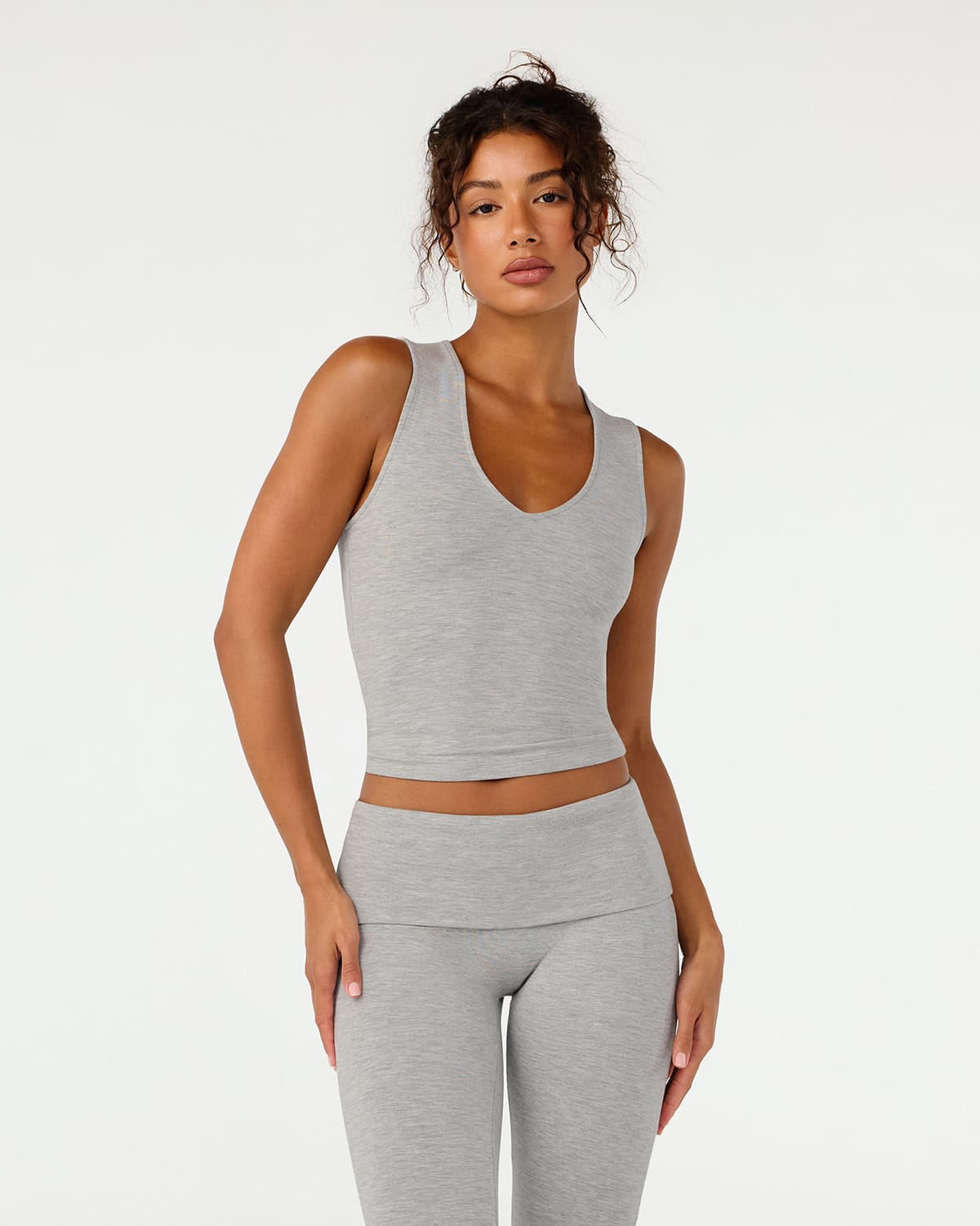 Jersey V Neck Tank | Grey Marle