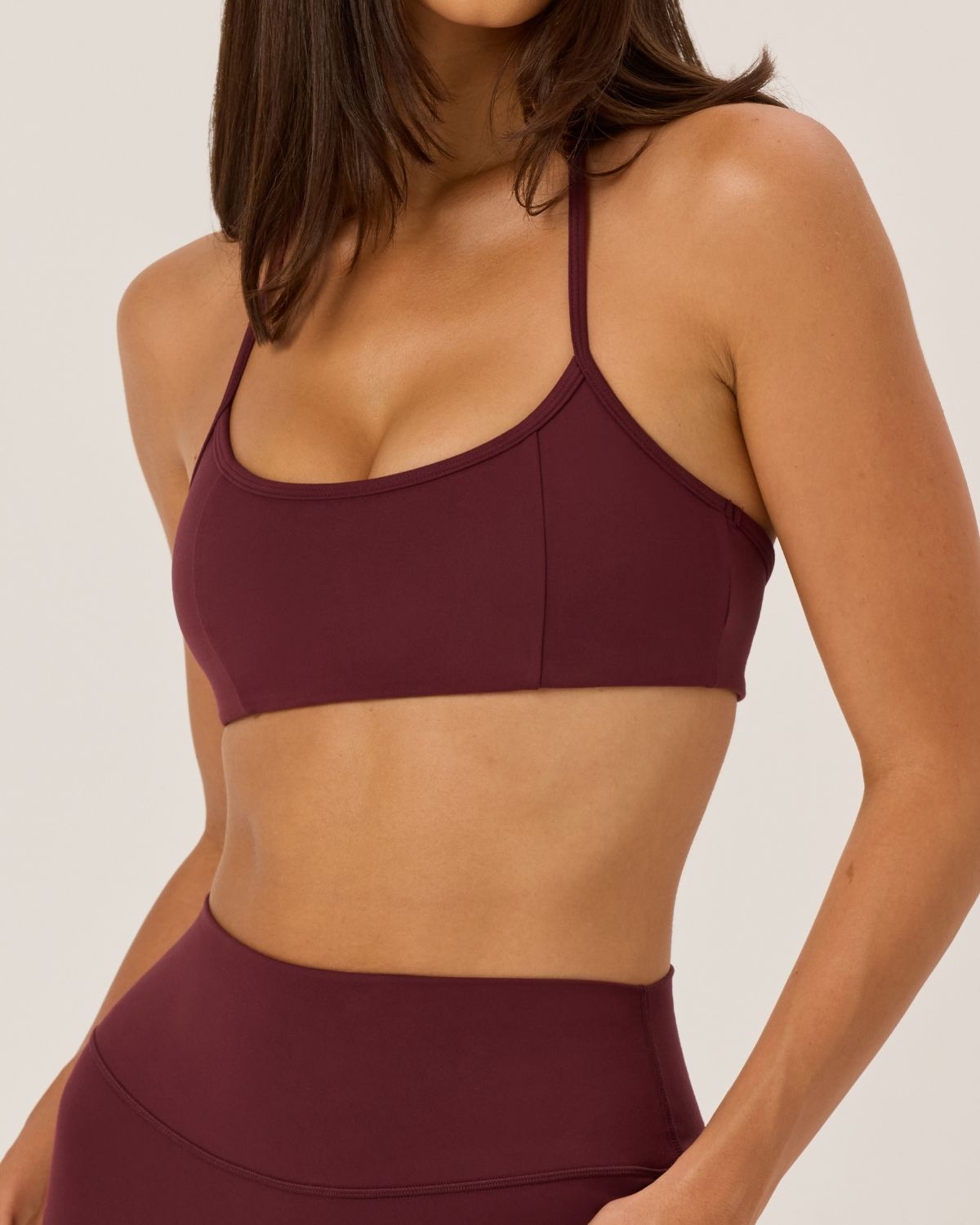 Serenity Contour Halter Crop | Burgundy