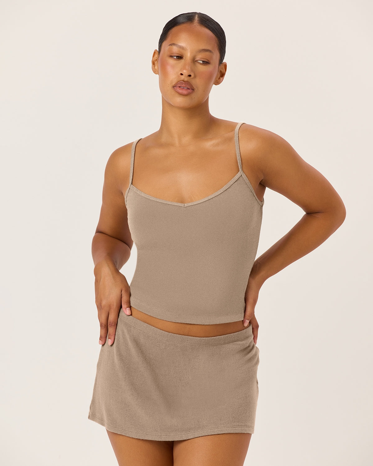Thin Strap Tank | Almond
