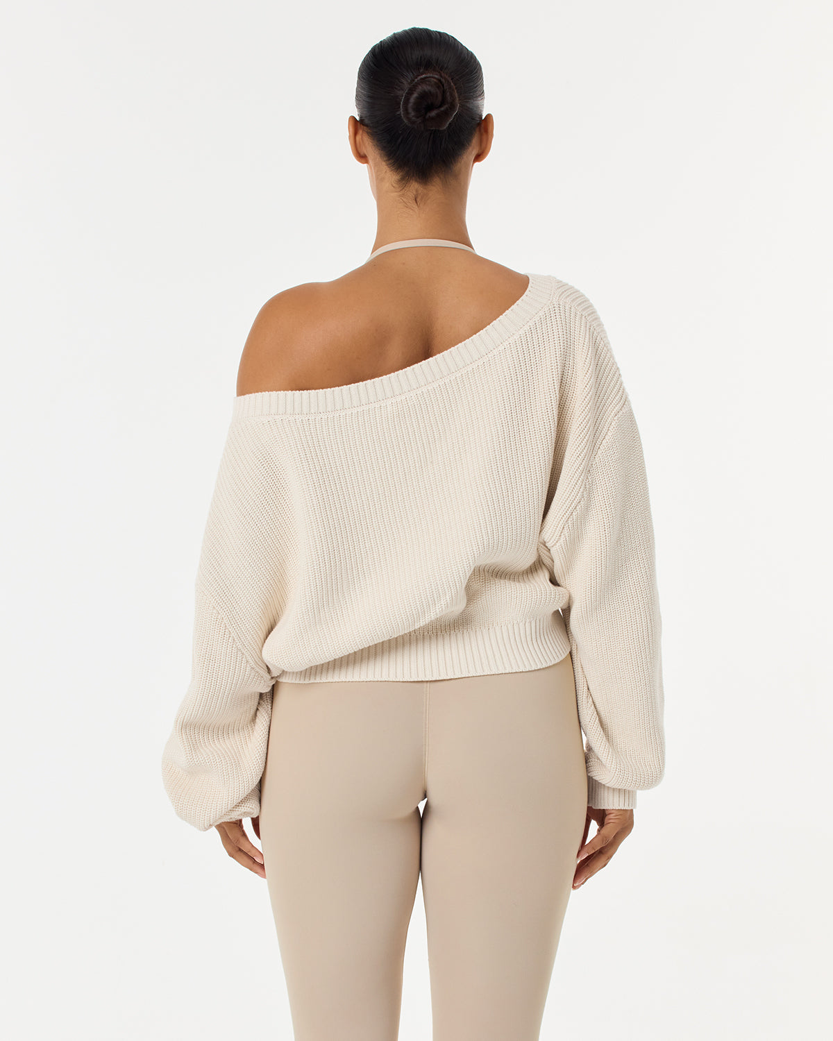 Cropped Off Shoulder Knit Jumper | Vanilla