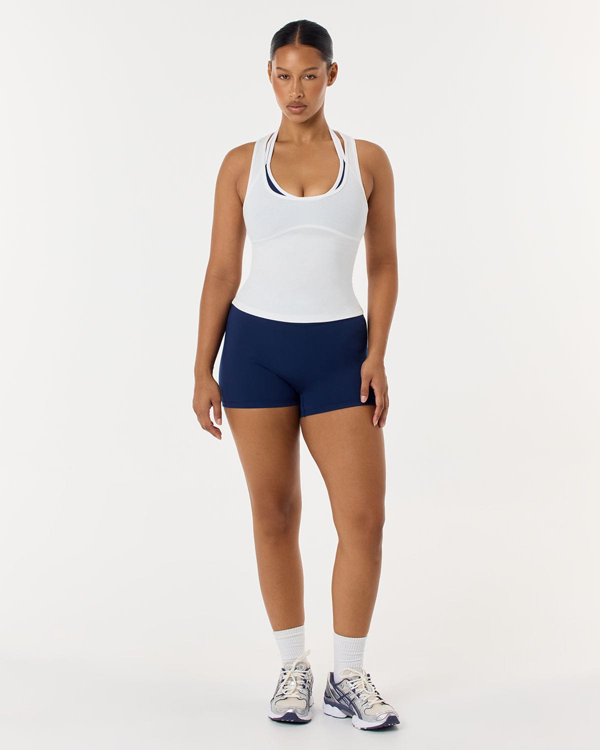 Racer Longline Rib Tank | White