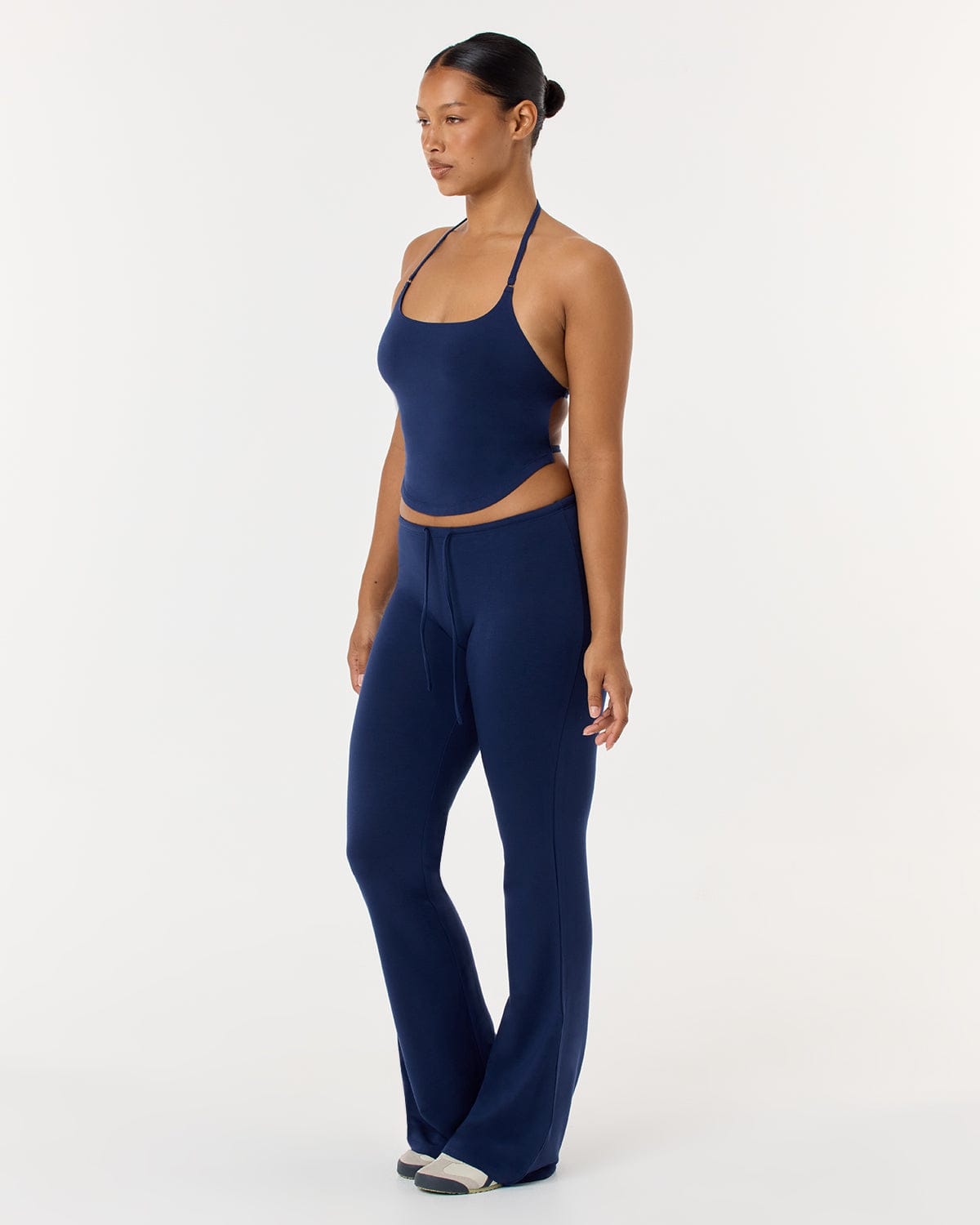 Open Back Halter Top | Navy