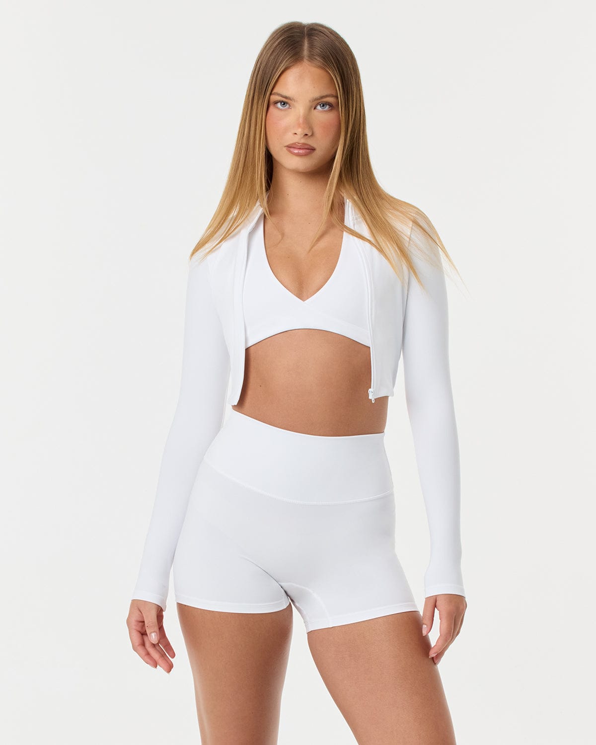 Serenity Cropped Zip Jacket | White