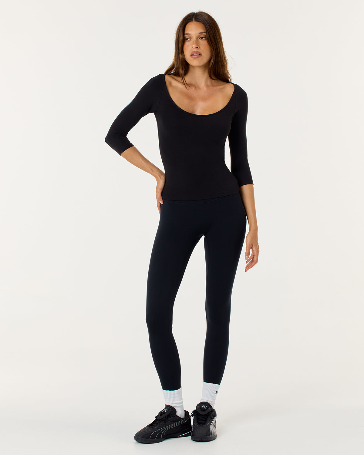 レッグウェア THE SHISHIKUI rib leggings lomg BLACK Serenity Invisible Scrunch Leggings | Black