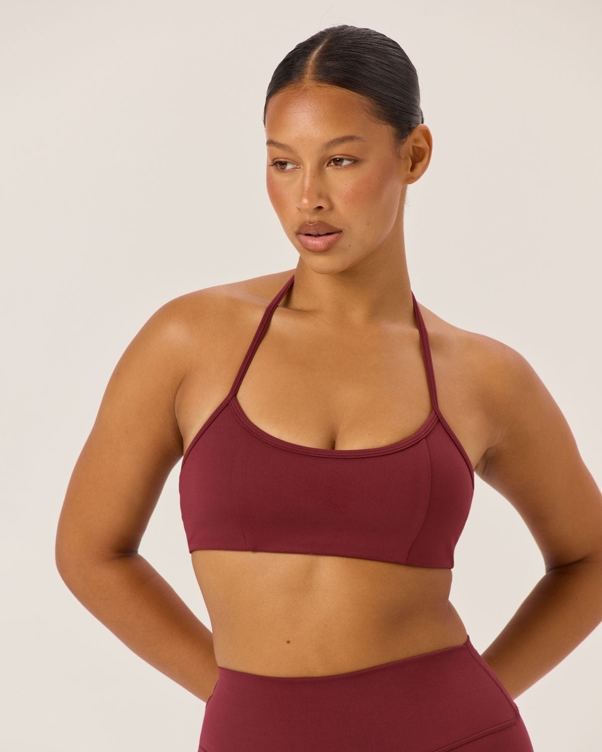 Serenity Contour Halter Crop | Burgundy