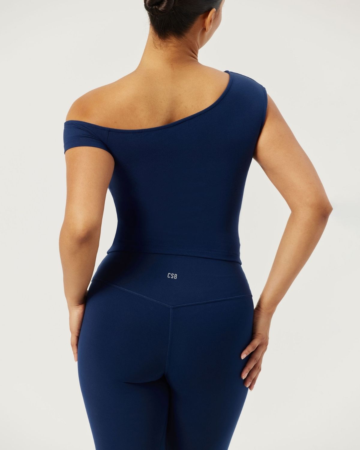 One Shoulder Capped Sleeve Top | Navy