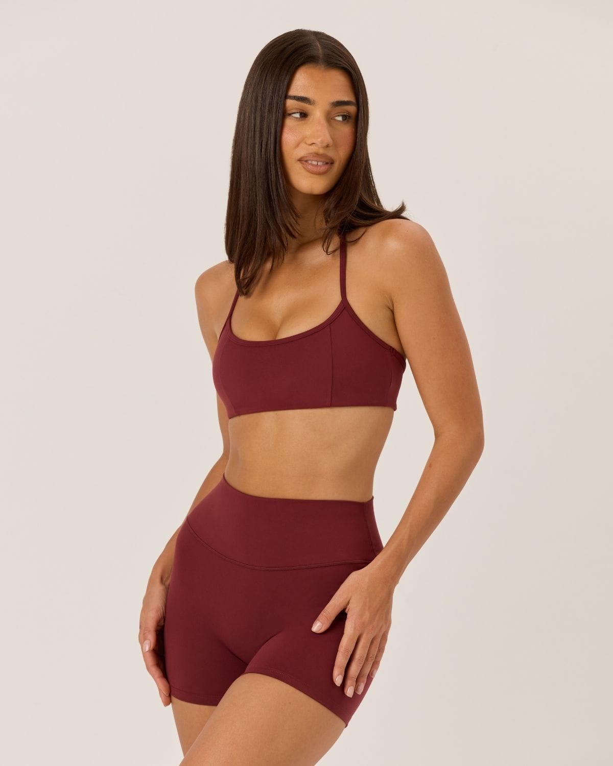 Serenity Contour Halter Crop | Burgundy