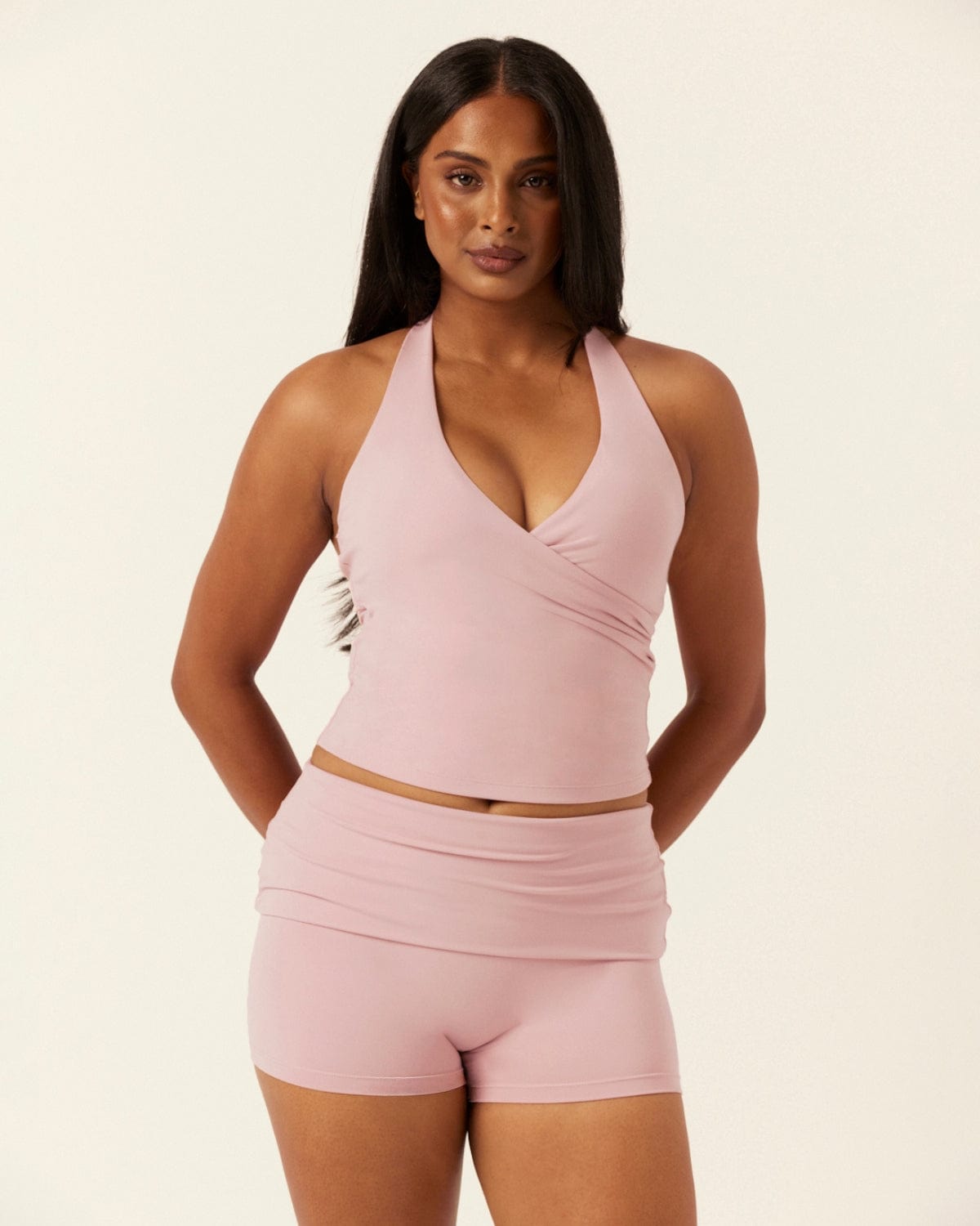 Form Fold Over Shorts 3" | Dusty Pink
