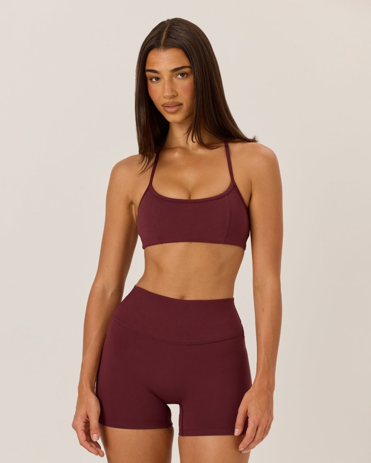 Serenity Contour Halter Crop | Burgundy