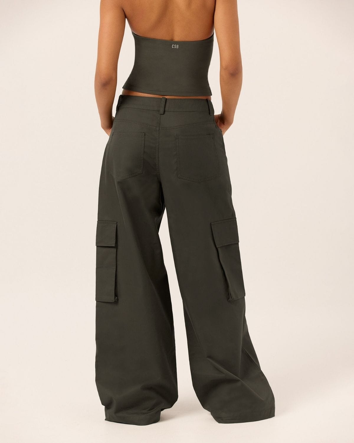 Wide Leg Cargo Pants | Deep Olive