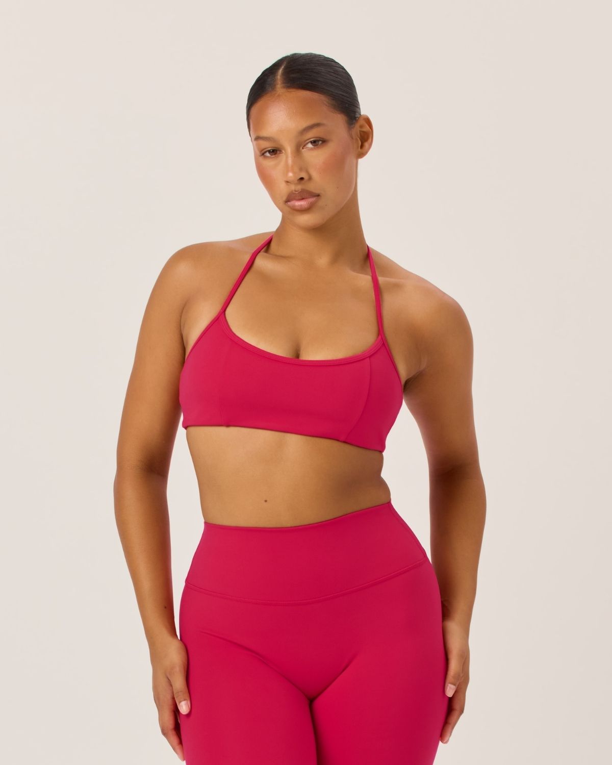 Serenity Contour Halter Crop | Strawberry