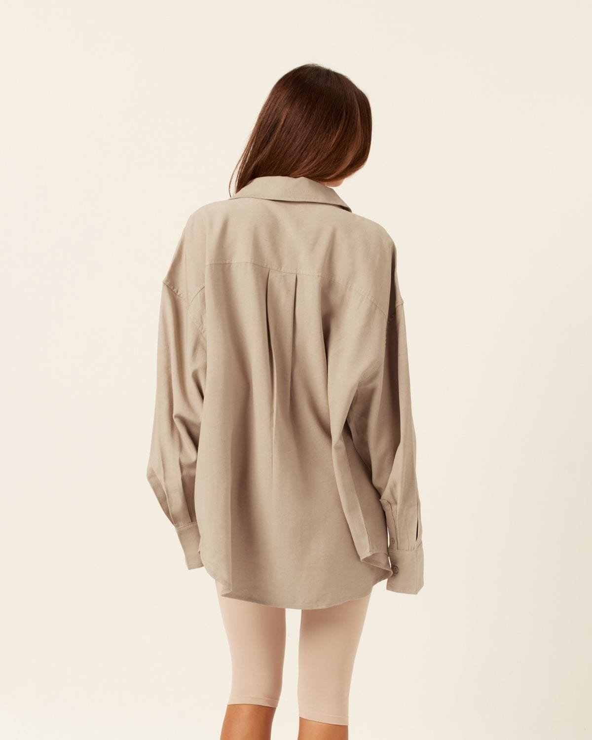 Oversized Long Sleeve Button Up Shirt | Fawn