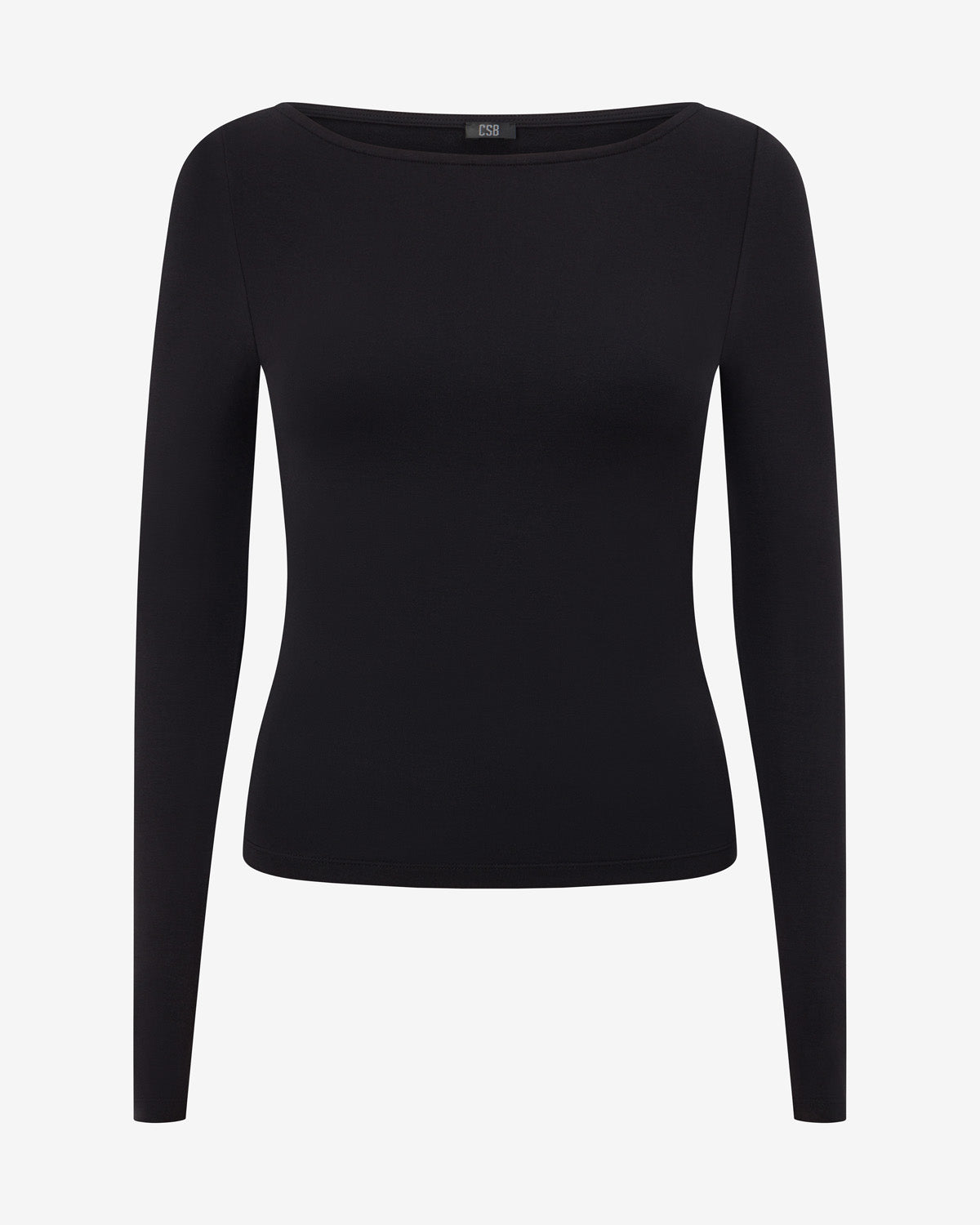 Boat Neck Long Sleeve Top | Black