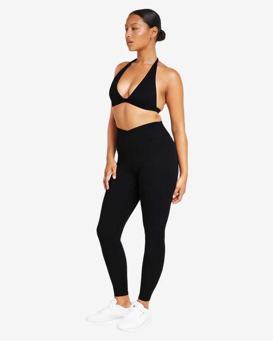 Fade Crossover Scrunch Leggings | Black