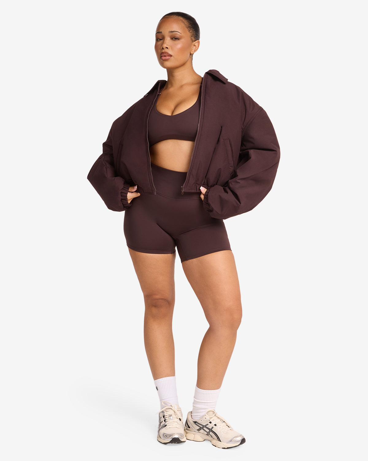 Cropped Oversized Bomber Jacket | Espresso