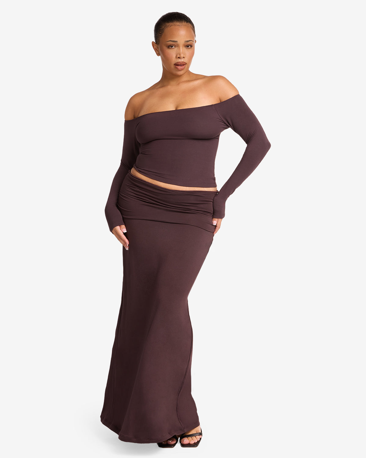 Foldover Maxi Skirt | Espresso