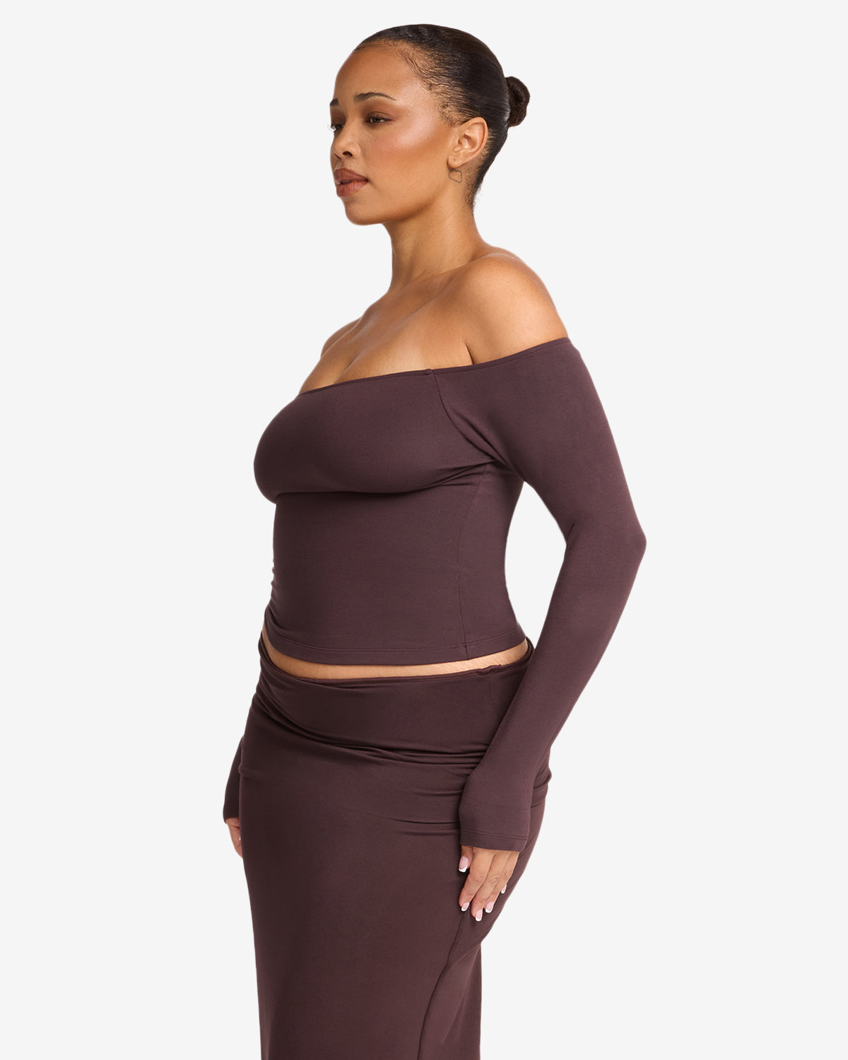 Off Shoulder Leisure Top | Espresso