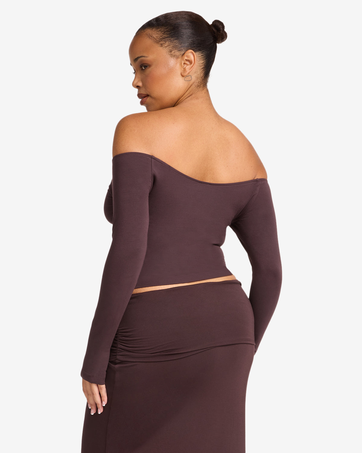 Off Shoulder Leisure Top | Espresso