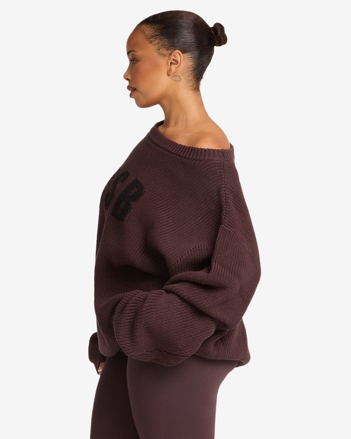 Off Shoulder Knit Sweater | Espresso