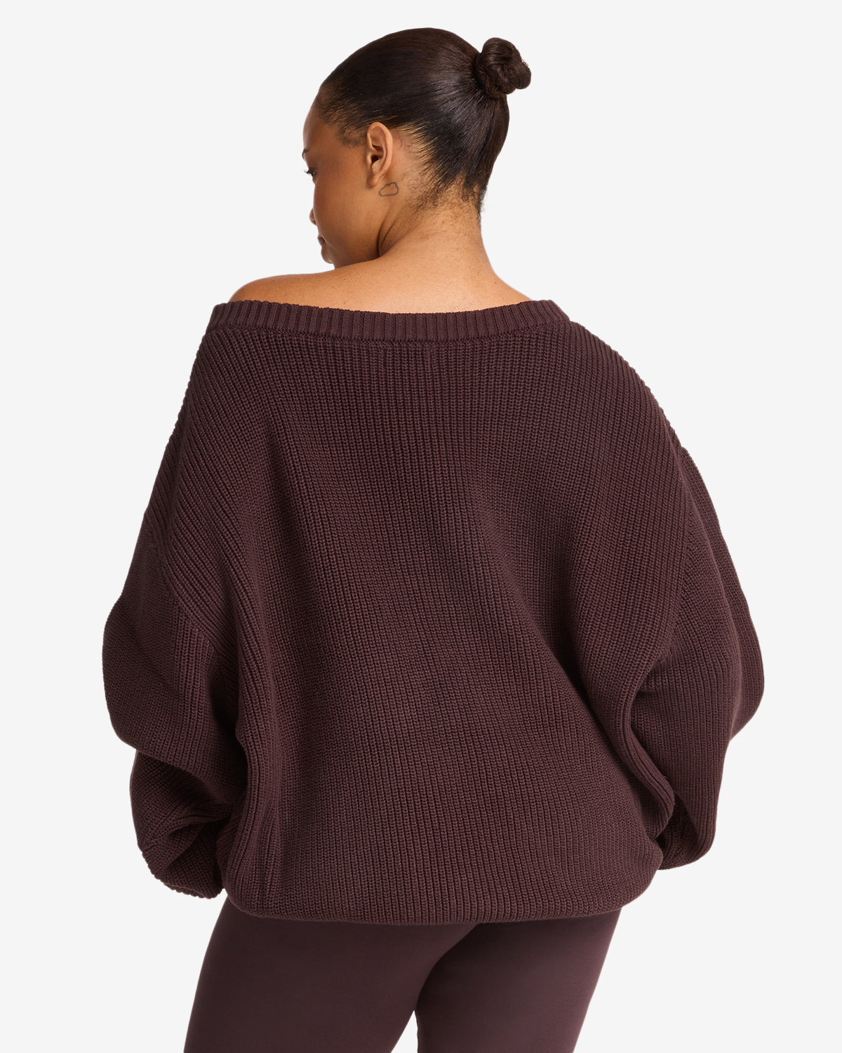 Off Shoulder Knit Sweater | Espresso