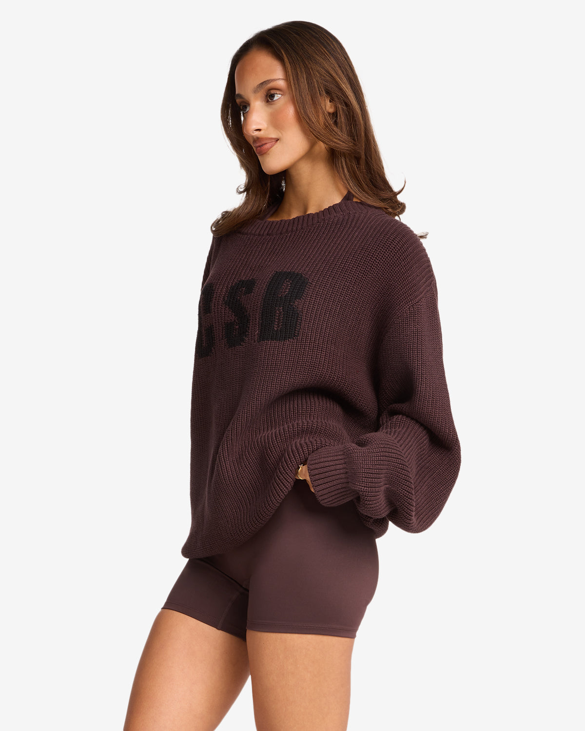 Off Shoulder Knit Sweater | Espresso