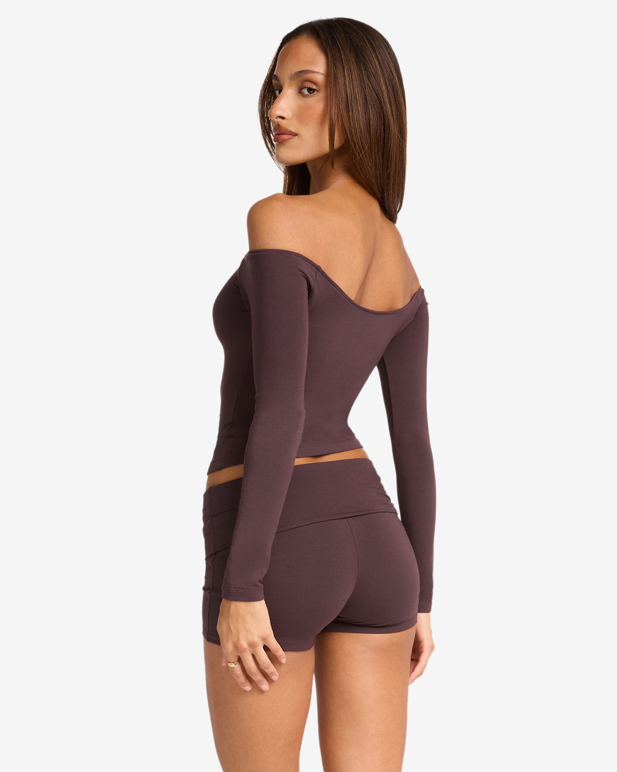 Off Shoulder Leisure Top | Espresso