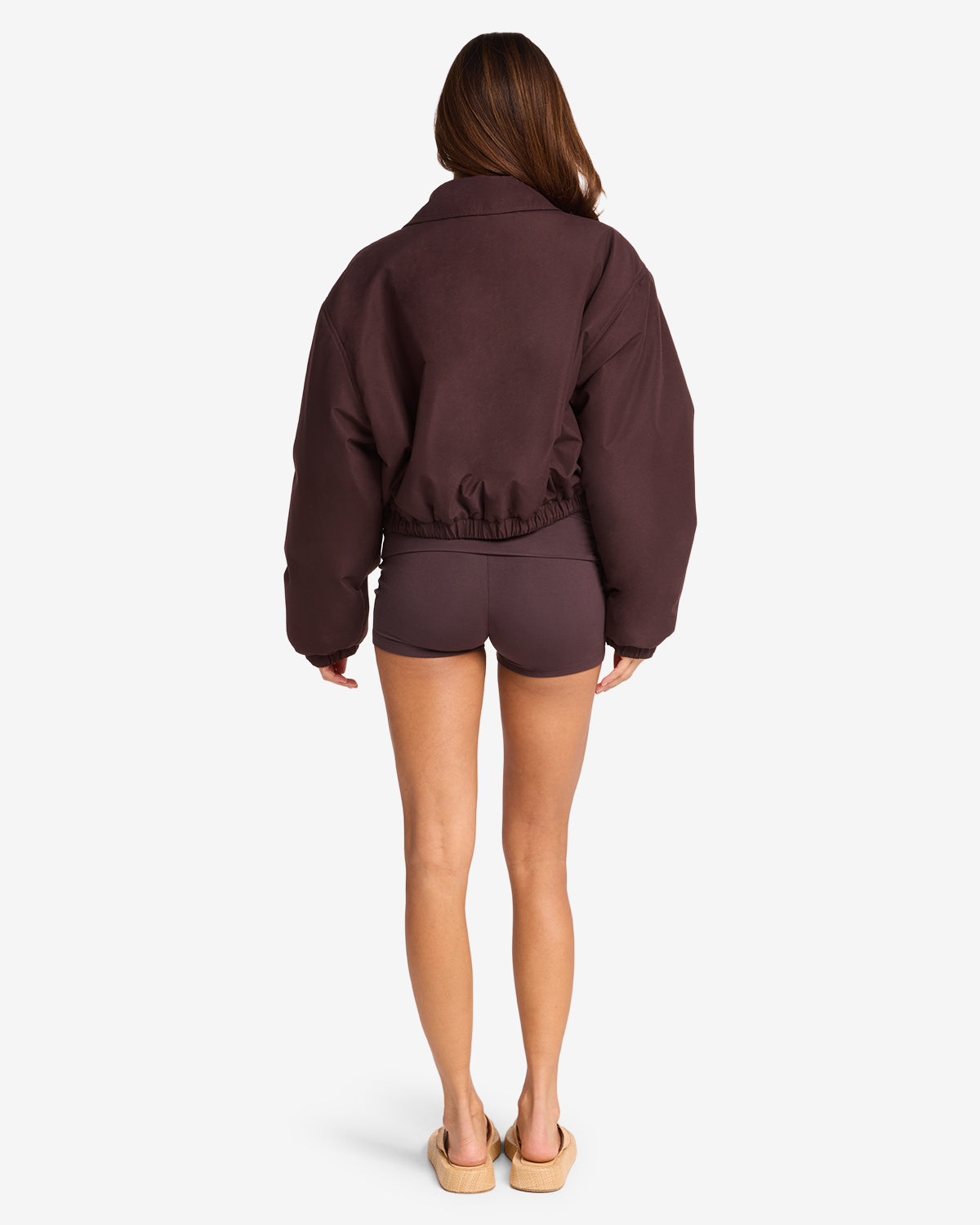 Cropped Oversized Bomber Jacket | Espresso