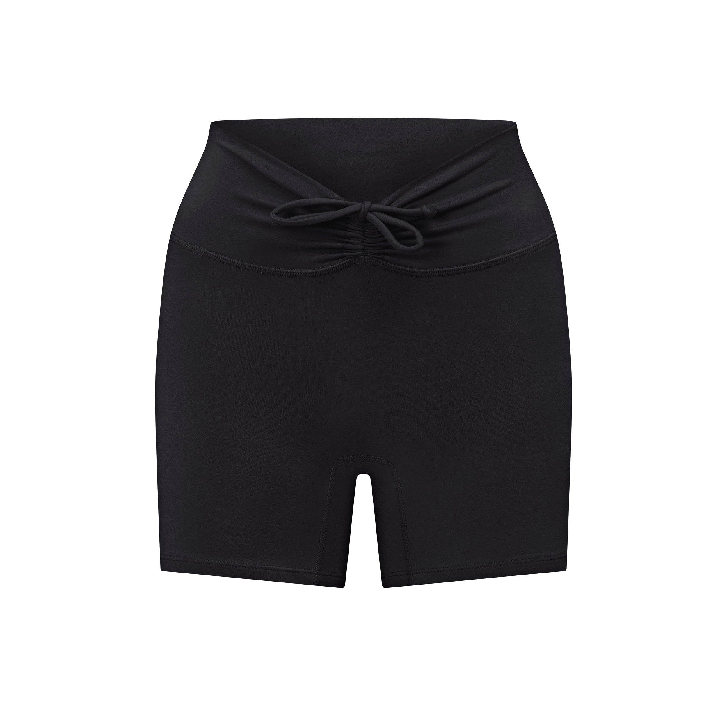 Serenity Drawstring Scrunch Shorts 4" | Black