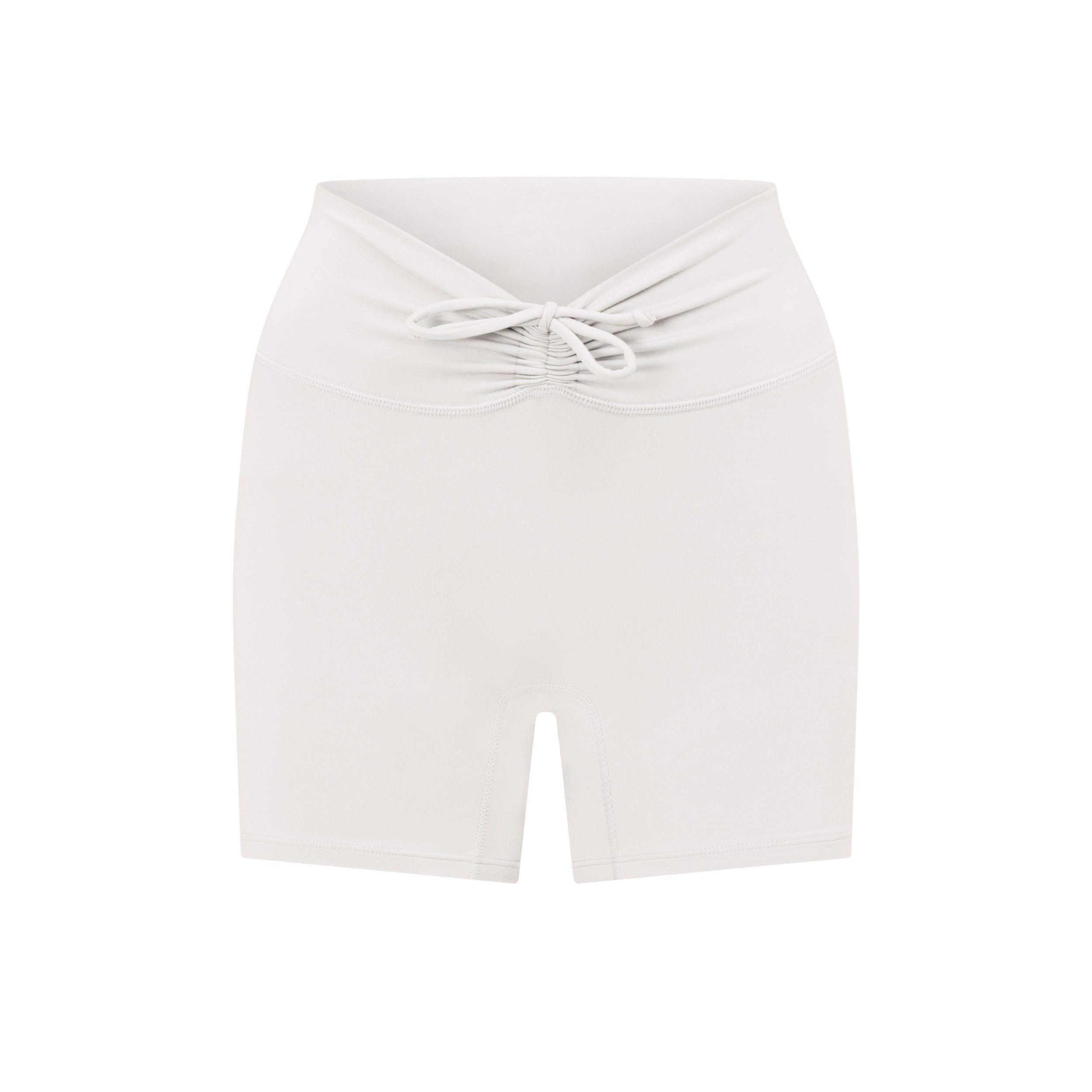 Serenity Drawstring Scrunch Shorts 4" | Light Grey