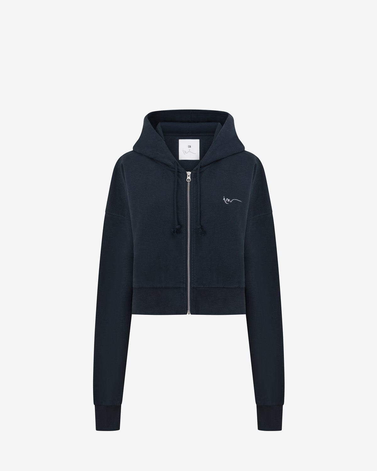 Cropped Zip Hoodie | Deep Navy