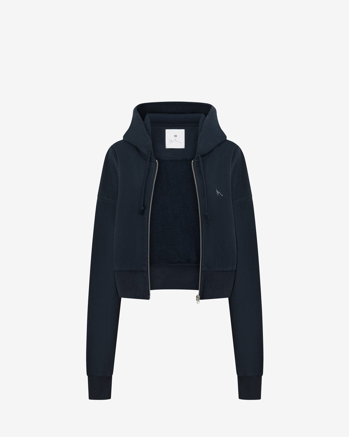 Cropped Zip Hoodie | Deep Navy