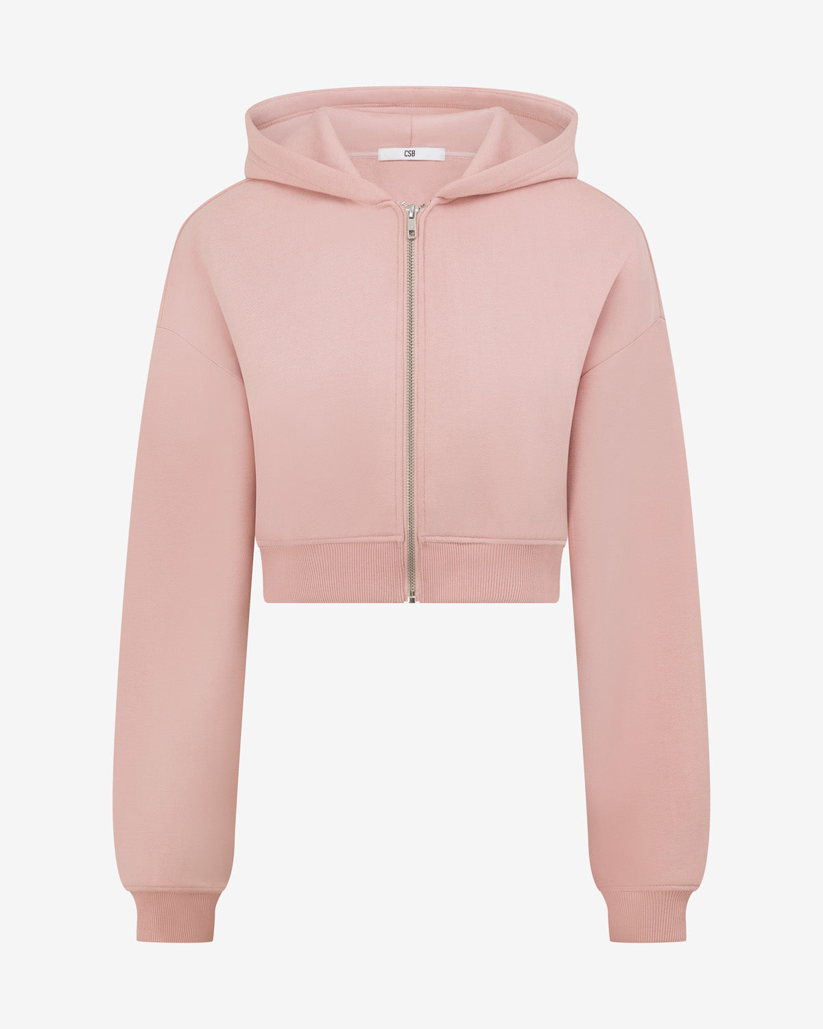 Cropped Zip Hoodie | Dusty Pink