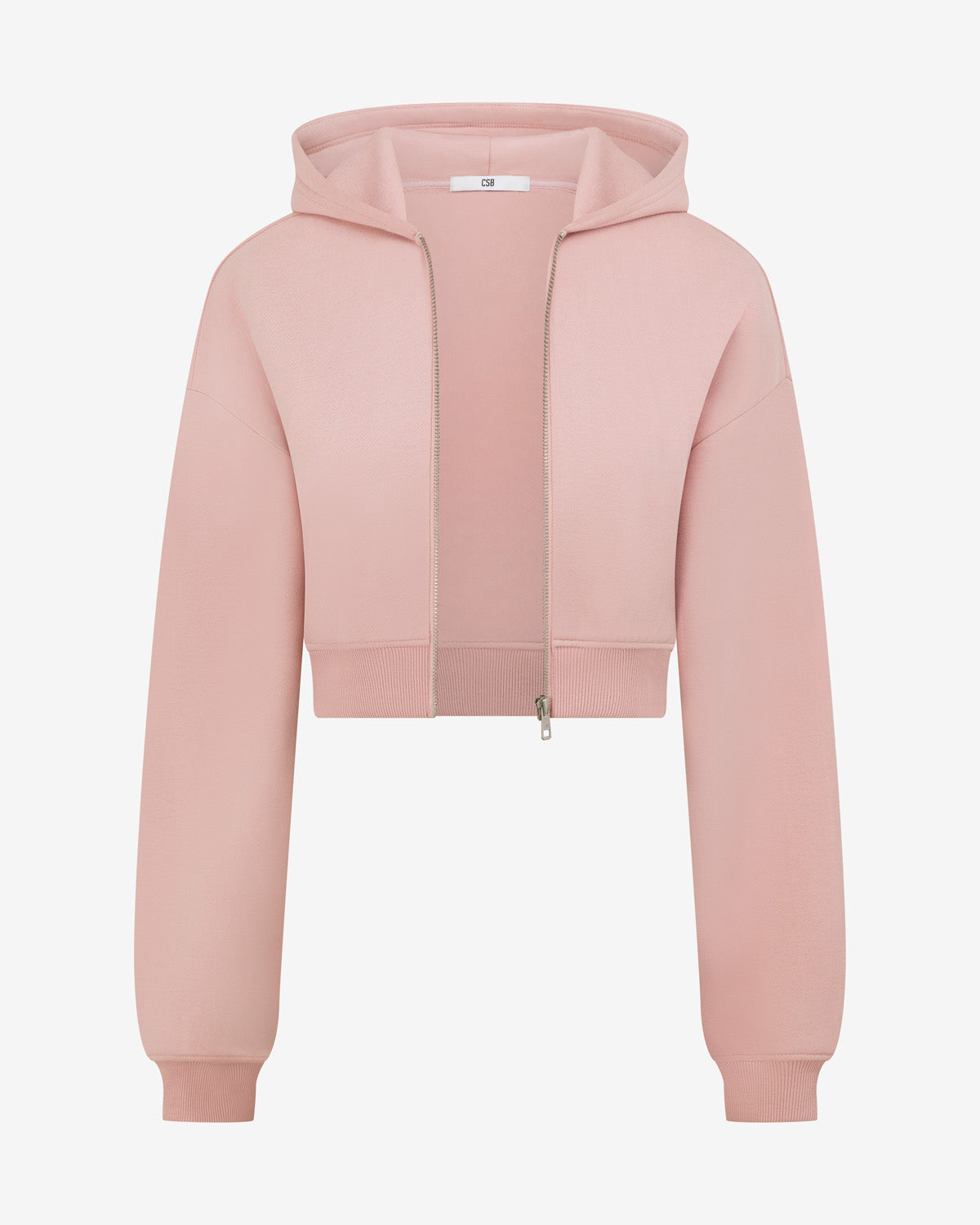 Cropped Zip Hoodie | Dusty Pink