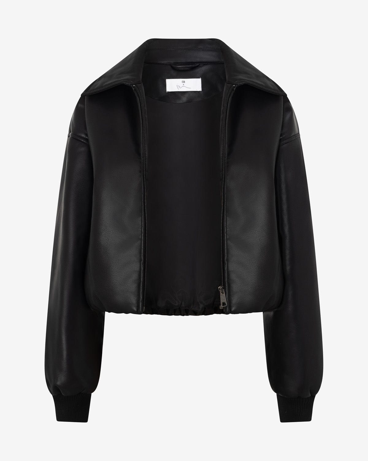 Faux Leather Bomber Jacket | Black