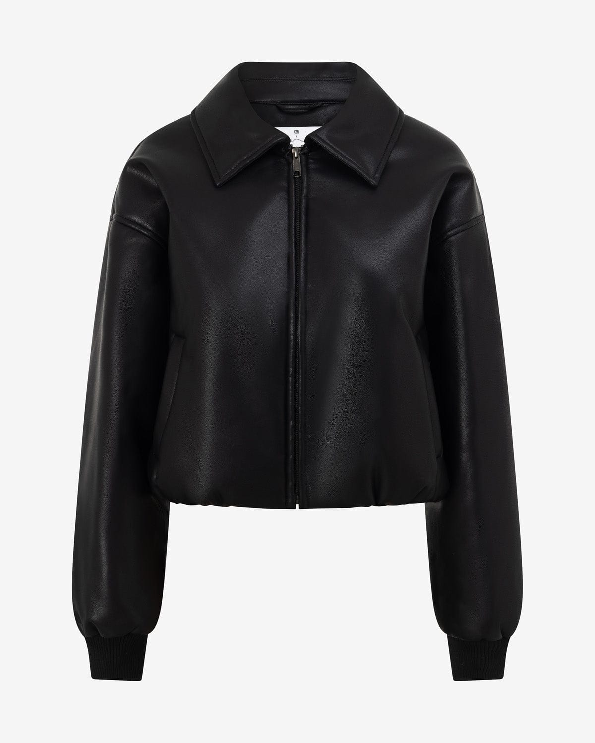 Faux Leather Bomber Jacket | Black