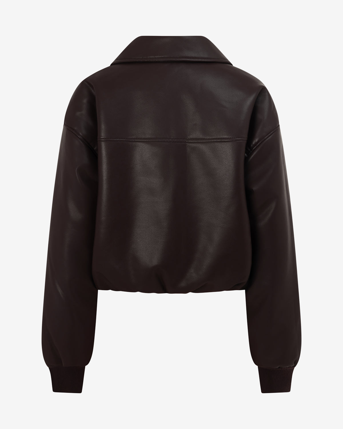 Faux Leather Bomber Jacket | Dark Chocolate