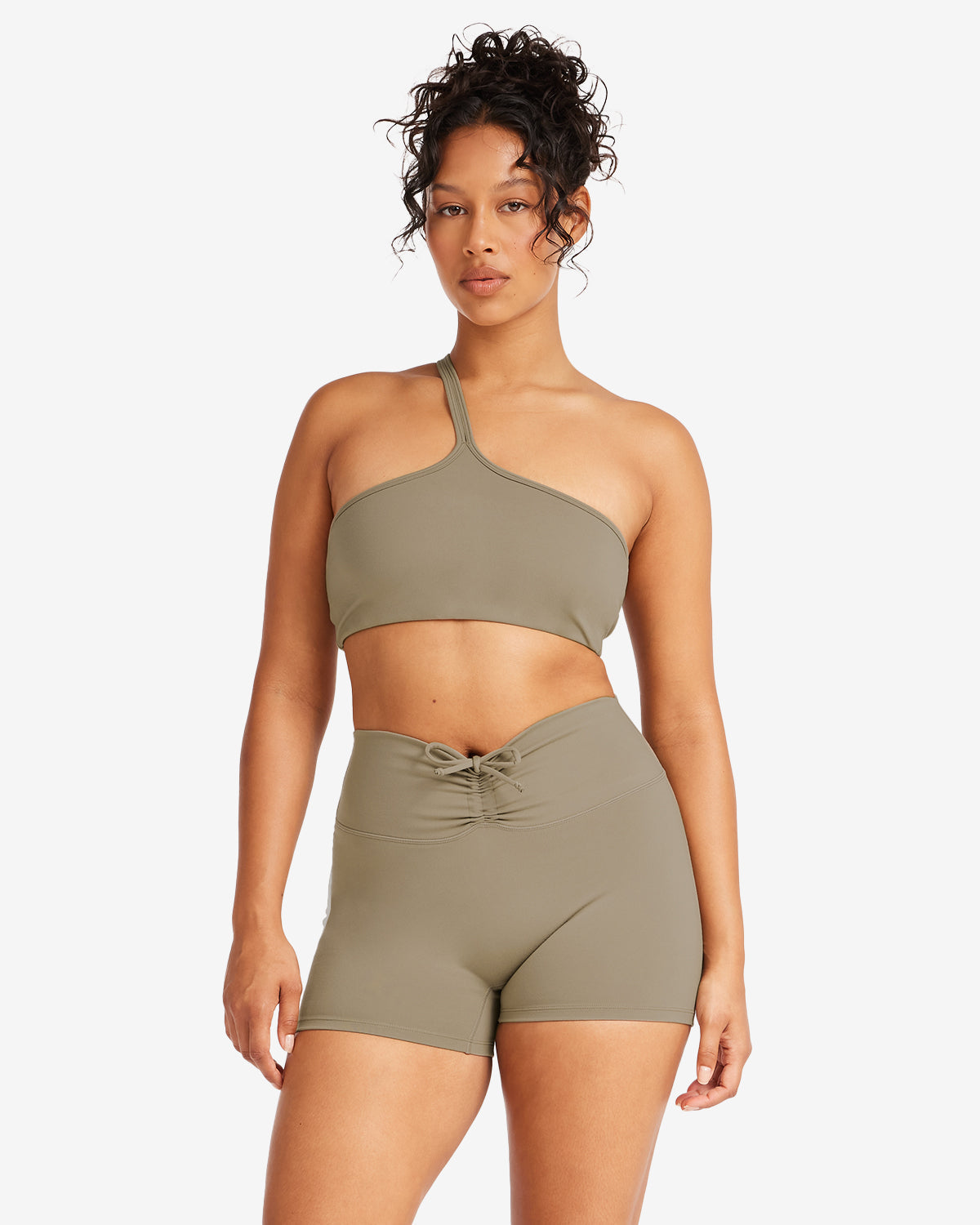 Serenity Strappy One Shoulder Crop | Vintage Khaki