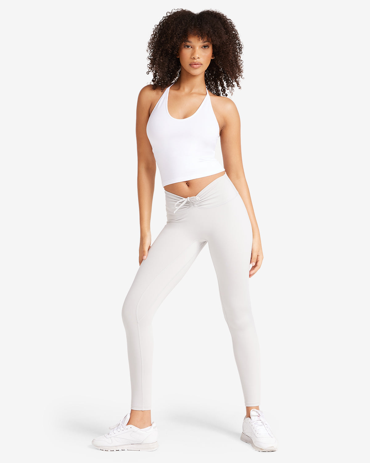 Serenity Drawstring Scrunch Leggings | Light Grey