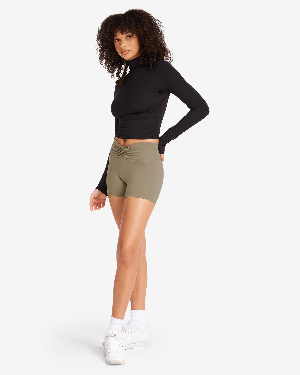 Serenity Drawstring Scrunch Shorts 4" | Vintage Khaki