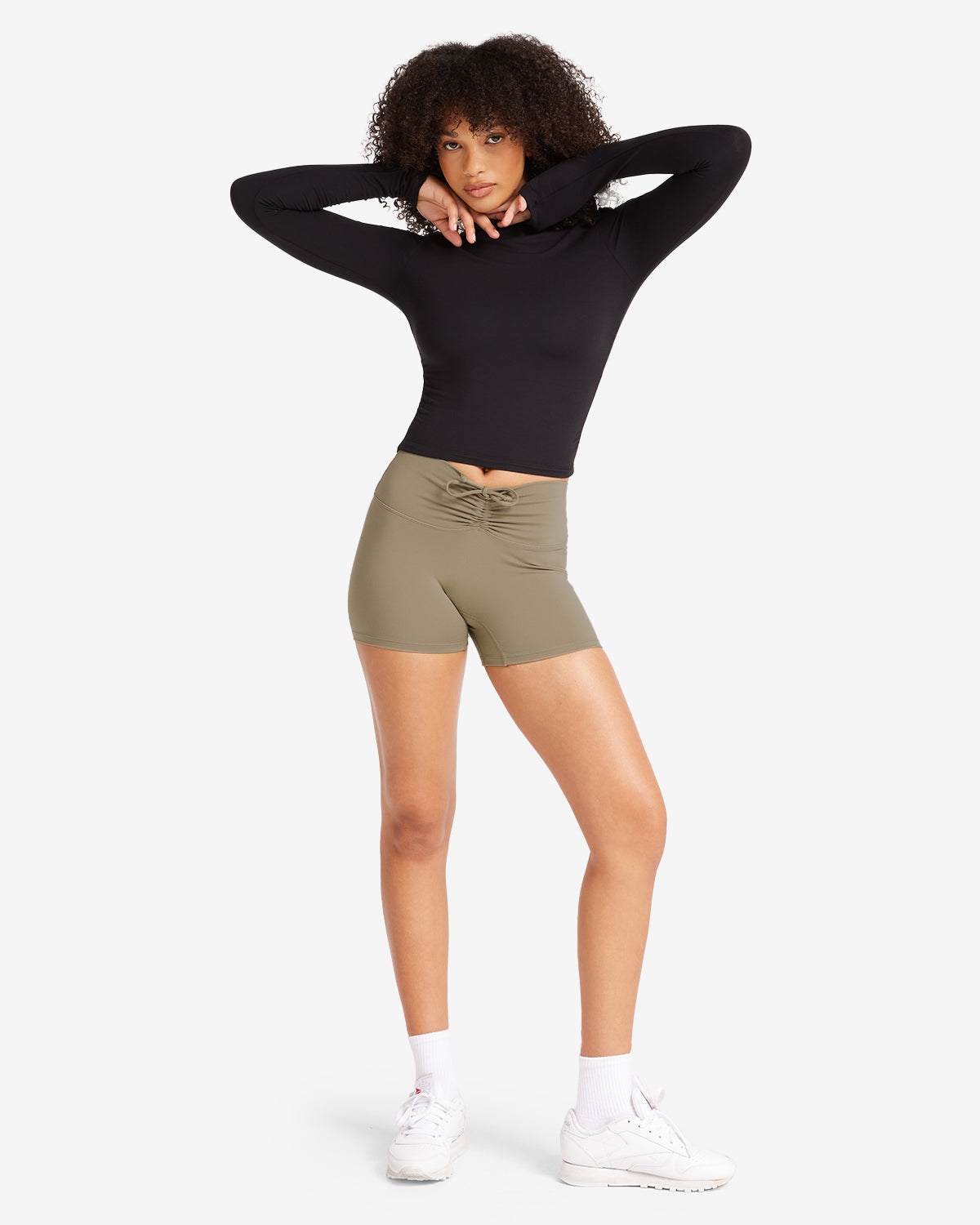 Serenity Drawstring Scrunch Shorts 4" | Vintage Khaki