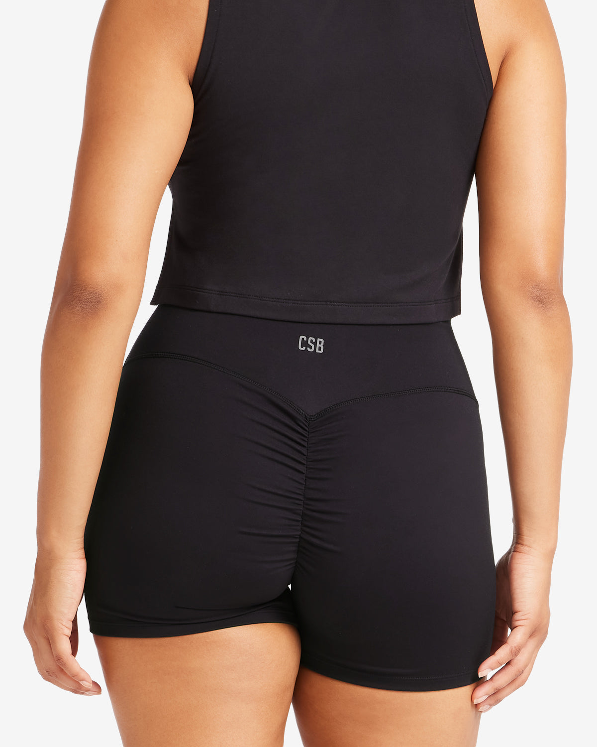 Serenity Drawstring Scrunch Shorts 4" | Black