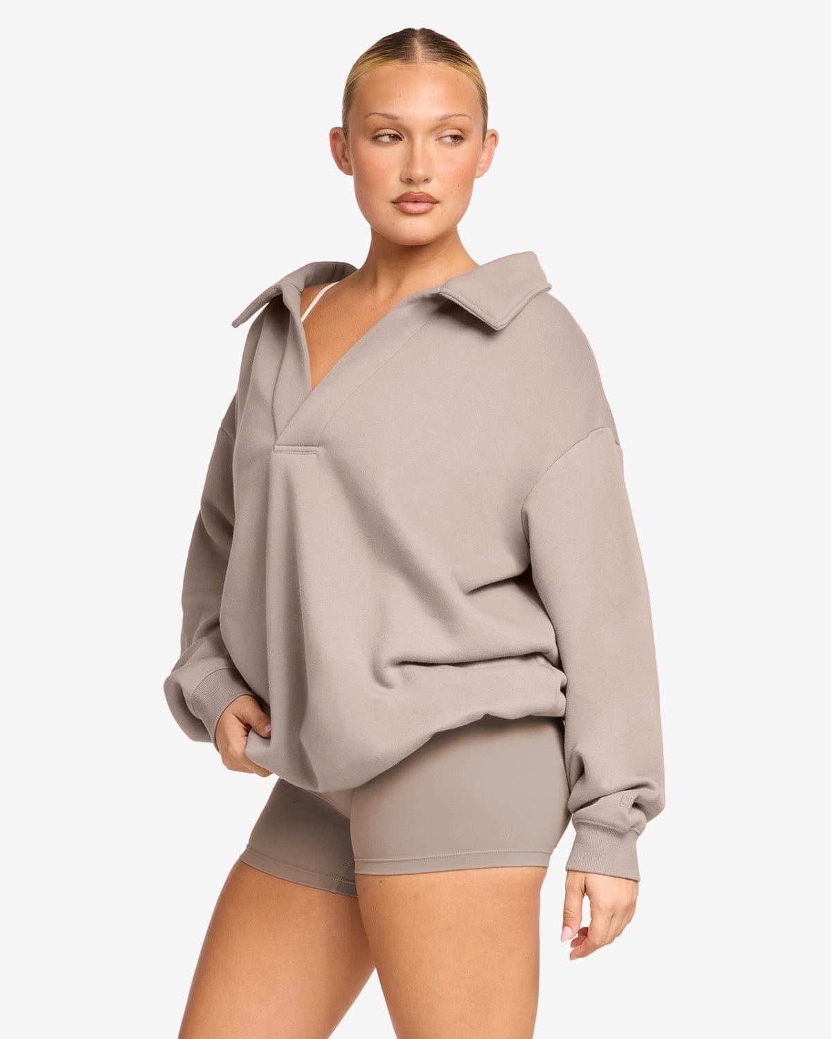 Open Collared Sweater | Latte