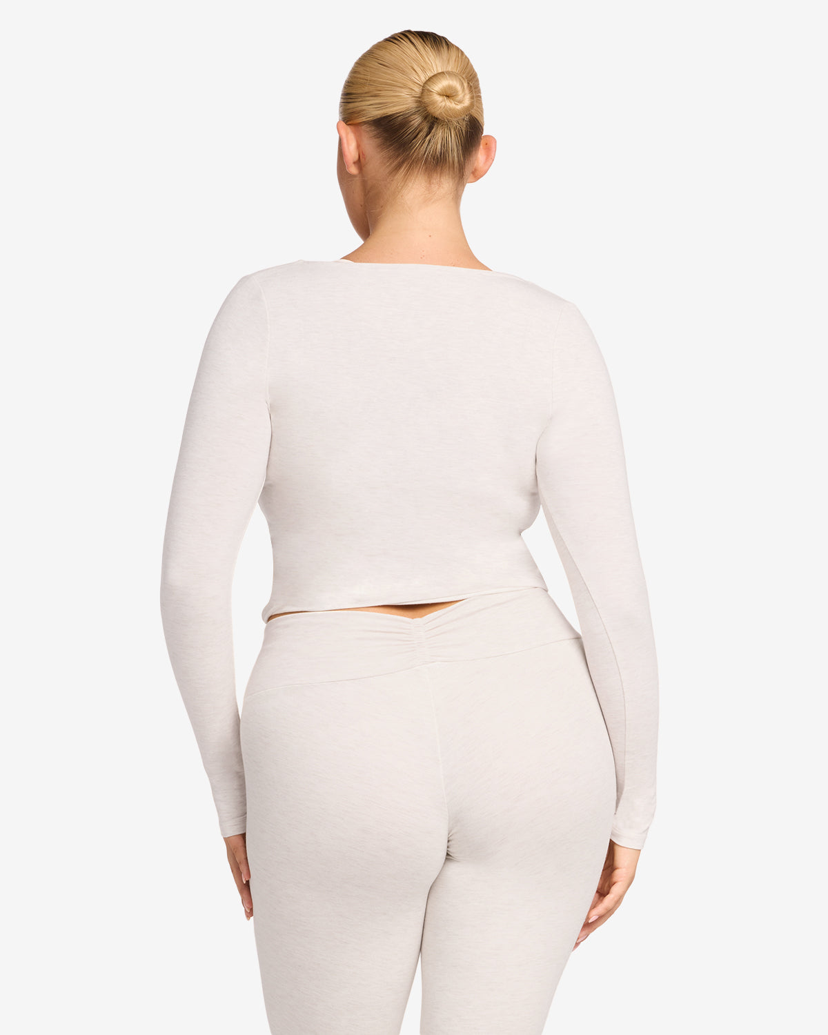 V Neck Long Sleeve Top | Oat Marl