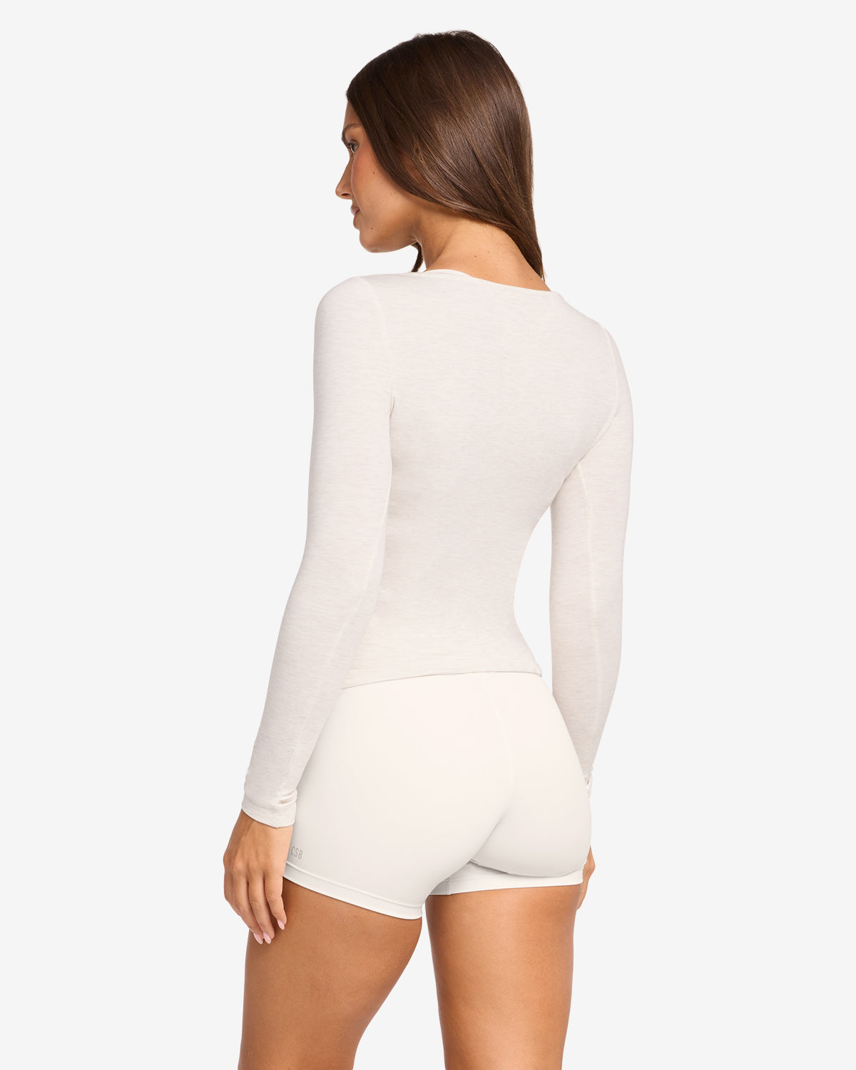 V Neck Long Sleeve Top | Oat Marl