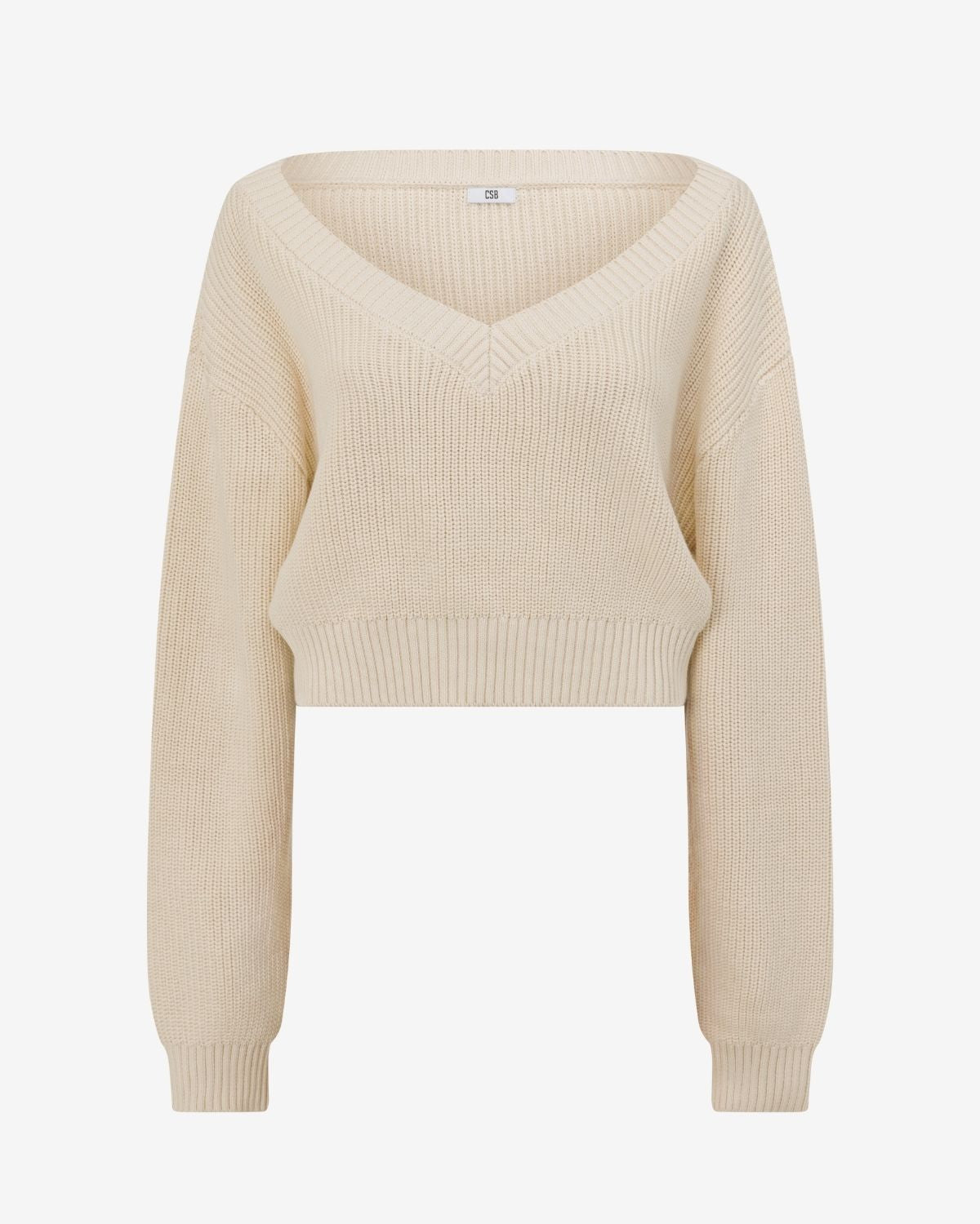 Cropped Off Shoulder Knit Jumper | Vanilla