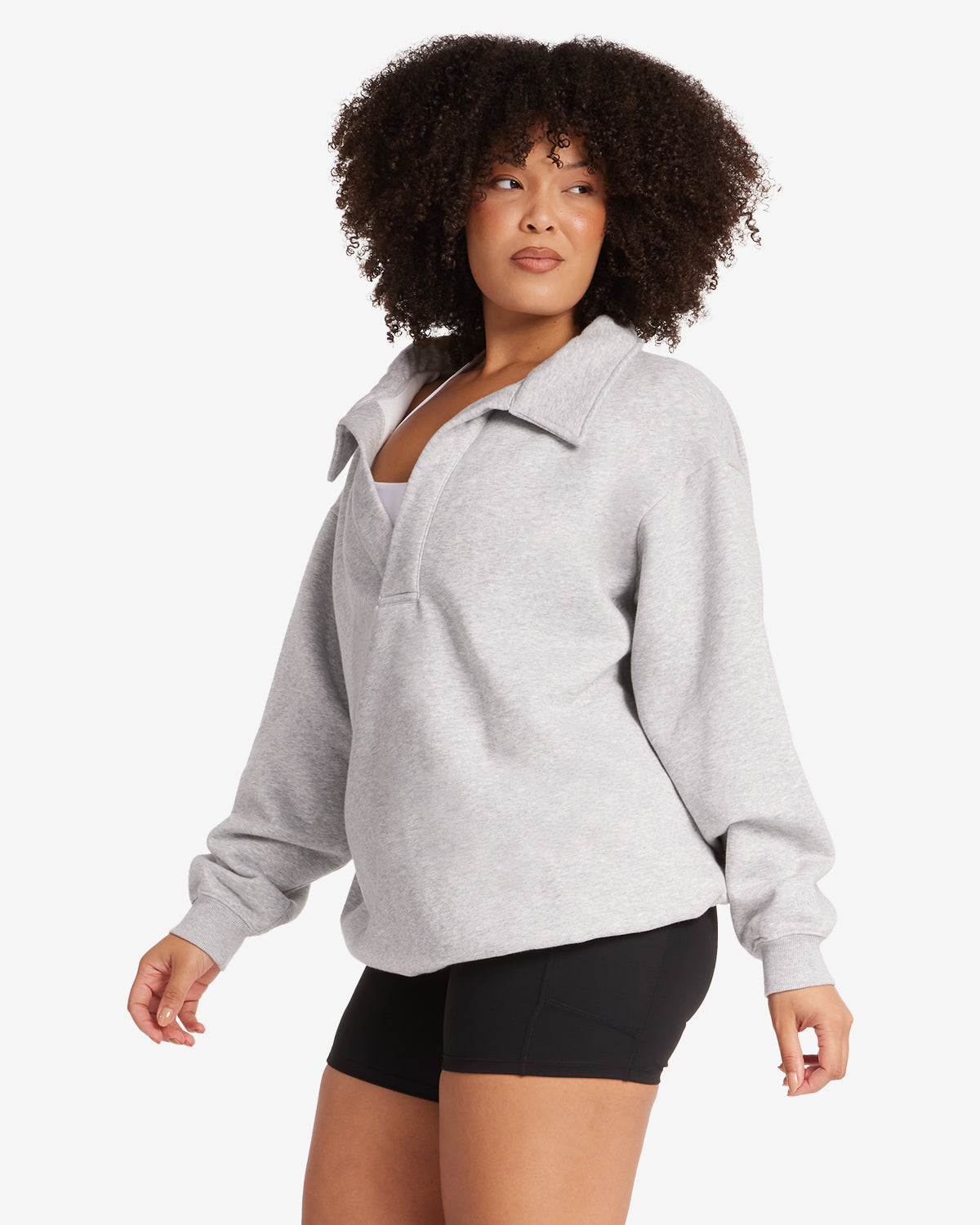 Oversized Collar Sweatshirt | Grey Marl
