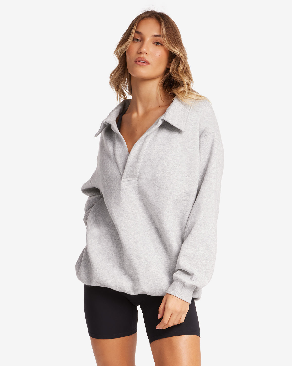 Oversized Collar Sweatshirt | Grey Marl