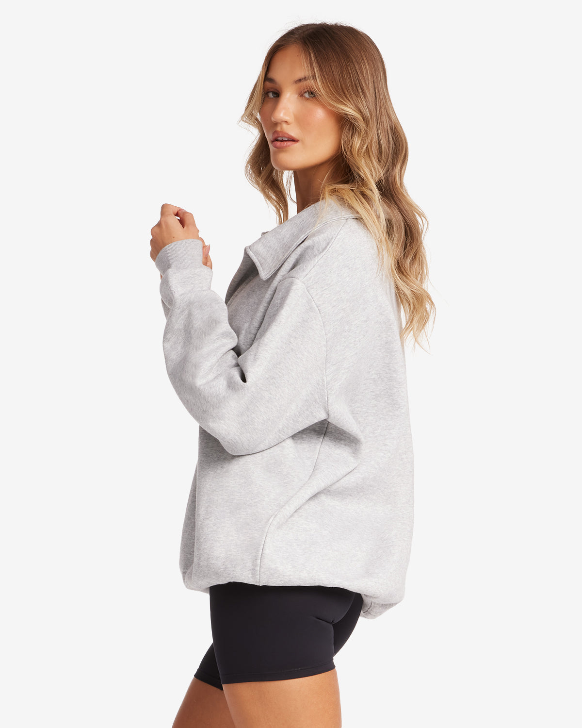 Oversized Collar Sweatshirt | Grey Marl